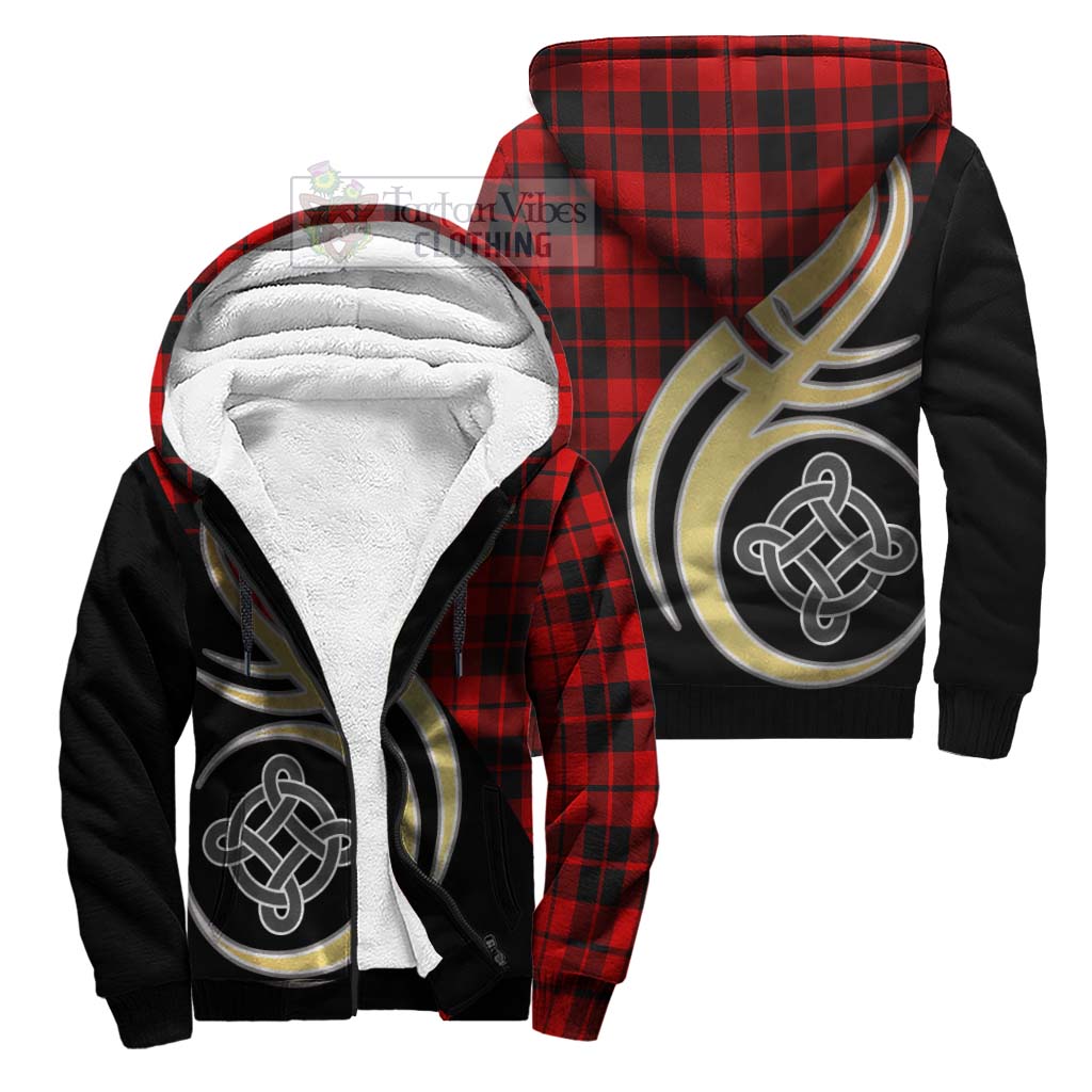 Hogg Tartan Sherpa Hoodie with Family Crest and Celtic Symbol Style Unisex S - Tartan Vibes Clothing