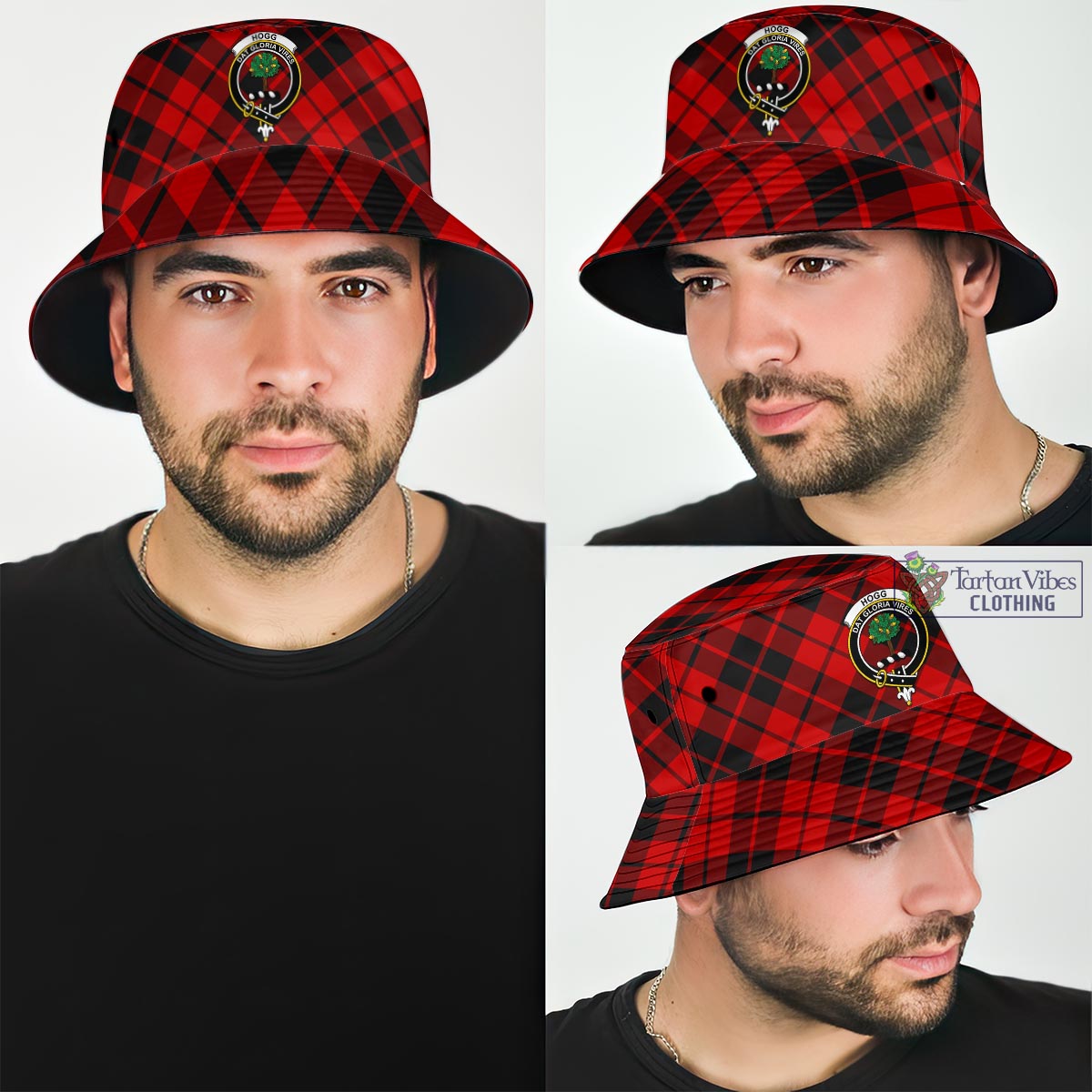 Tartan Vibes Clothing Hogg Tartan Bucket Hat with Family Crest