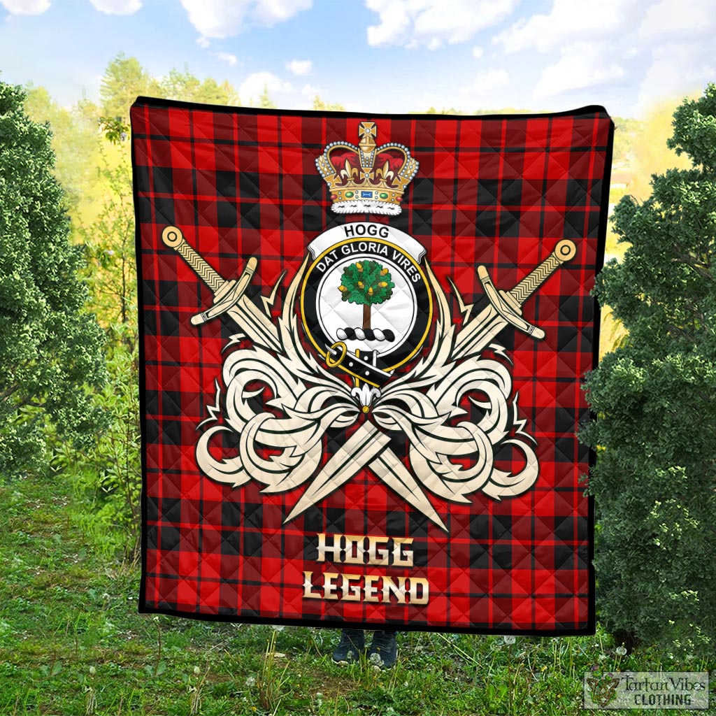 Tartan Vibes Clothing Hogg Tartan Quilt with Clan Crest and the Golden Sword of Courageous Legacy