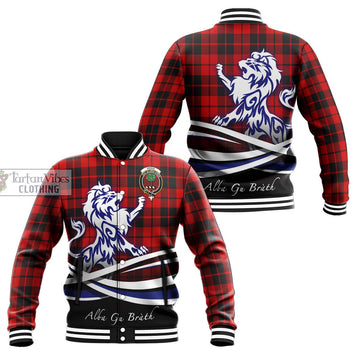 Hogg Tartan Baseball Jacket with Alba Gu Brath Regal Lion Emblem