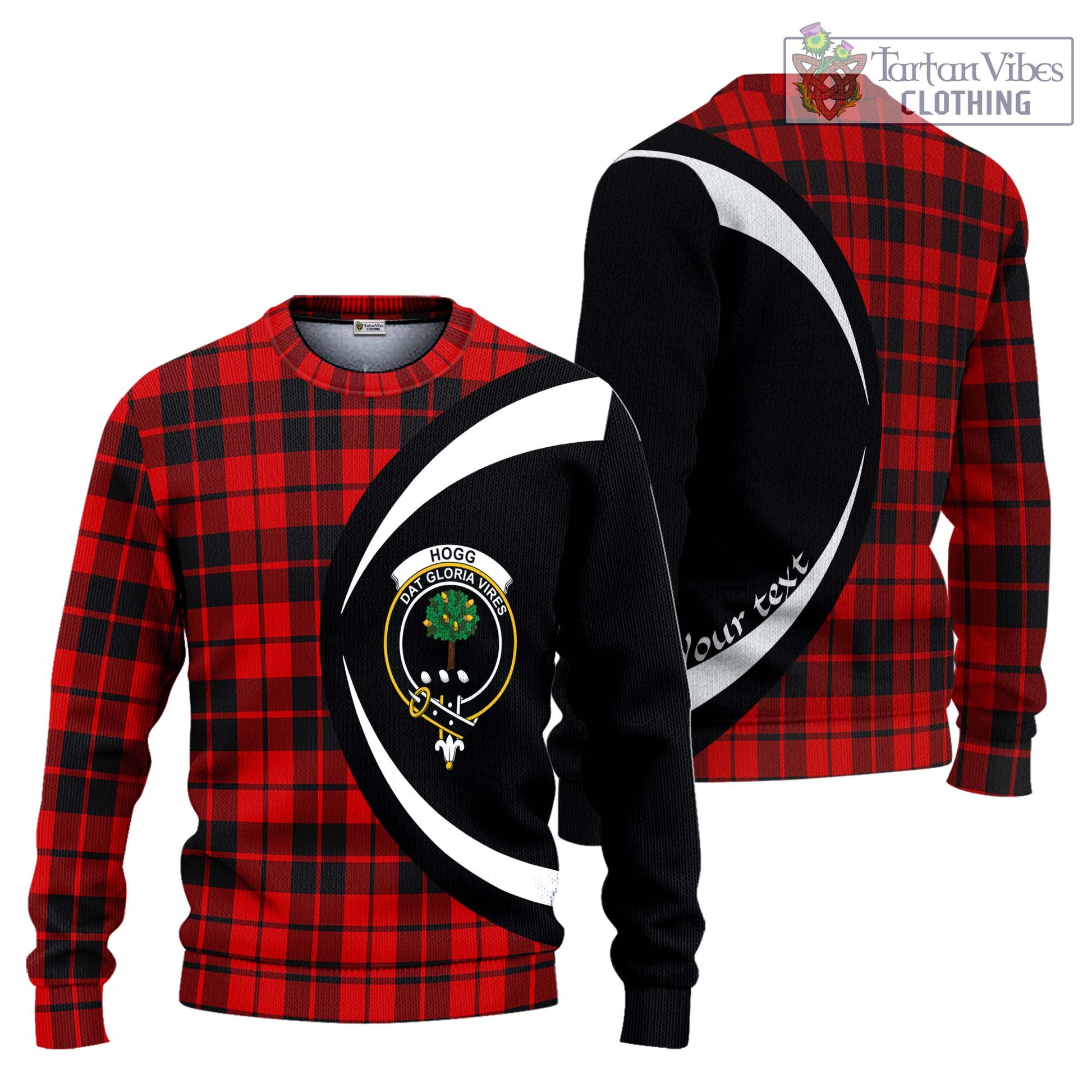 Hogg Tartan Ugly Sweater with Family Crest Circle Style Unisex - Tartan Vibes Clothing