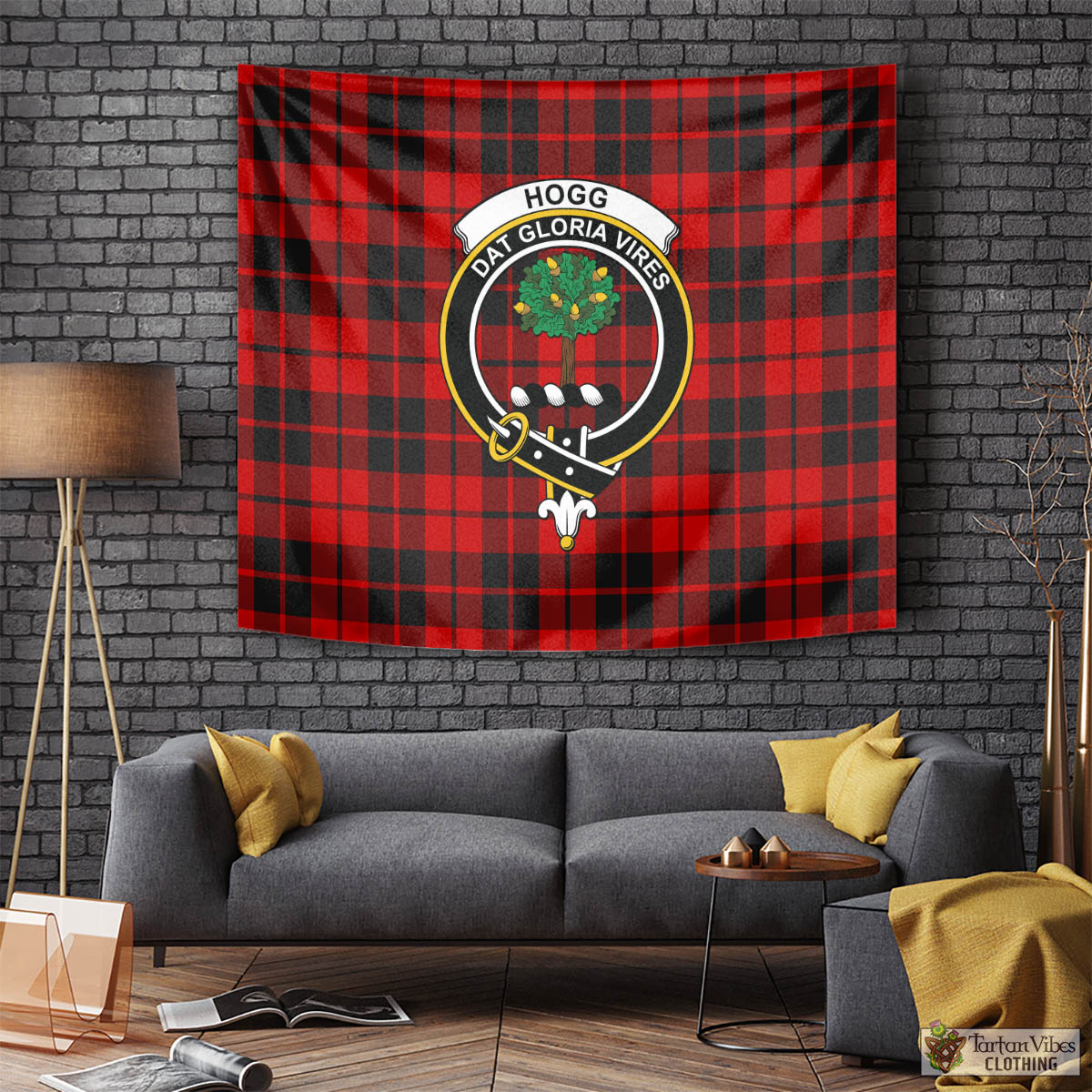 Tartan Vibes Clothing Hogg Tartan Tapestry Wall Hanging and Home Decor for Room with Family Crest