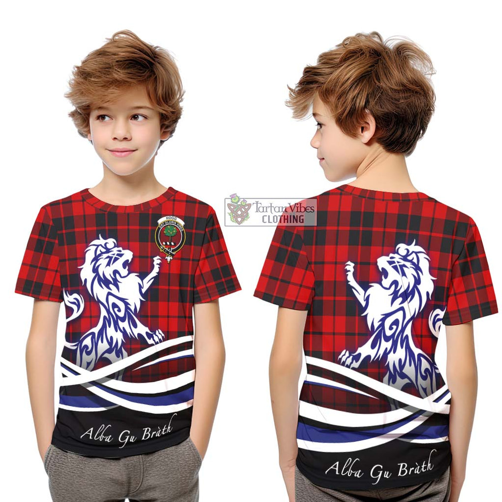 Hogg Tartan Kid T-Shirt with Alba Gu Brath Regal Lion Emblem Youth XL Size14 - Tartanvibesclothing Shop