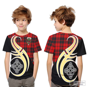 Hogg Tartan Kid T-Shirt with Family Crest and Celtic Symbol Style