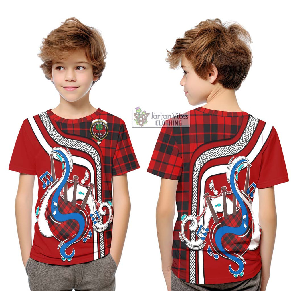 Tartan Vibes Clothing Hogg Tartan Kid T-Shirt with Epic Bagpipe Style