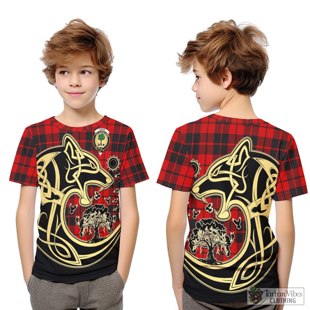 Hogg Tartan Kid T-Shirt with Family Crest Celtic Wolf Style Youth XL Size14 - Tartan Vibes Clothing