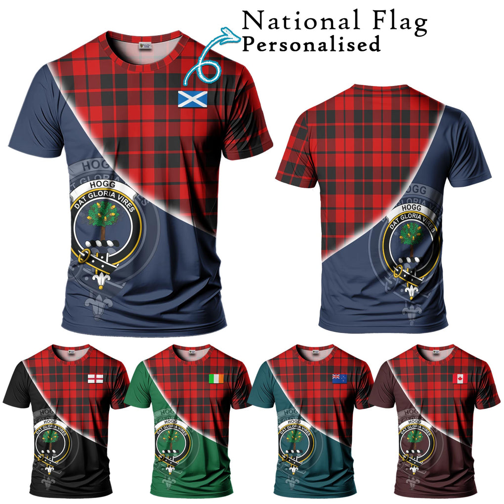 Hogg Tartan T-Shirt with Personalised National Flag and Family Crest Half Style Kid's Shirt - Tartanvibesclothing Shop