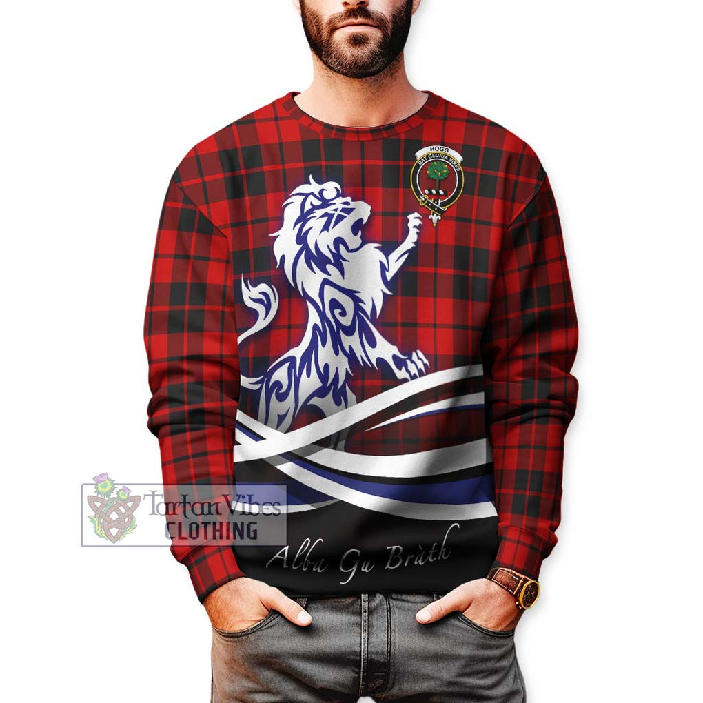 Hogg Tartan Sweatshirt with Alba Gu Brath Regal Lion Emblem Unisex - Tartanvibesclothing Shop