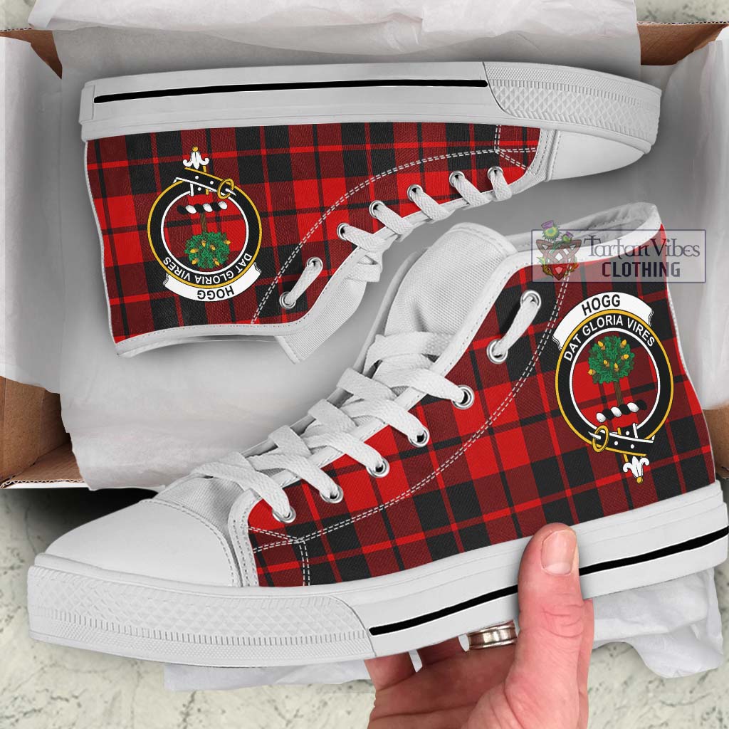 Tartan Vibes Clothing Hogg Tartan High Top Shoes with Family Crest