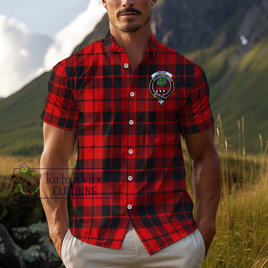 Hogg Tartan Cotton Hawaiian Shirt with Family Crest Adult - Tartan Vibes Clothing