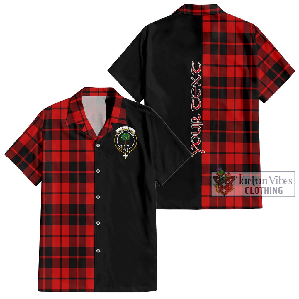 Hogg Tartan Short Sleeve Button Shirt with Family Crest and Half Of Me Style Kid - Tartanvibesclothing Shop