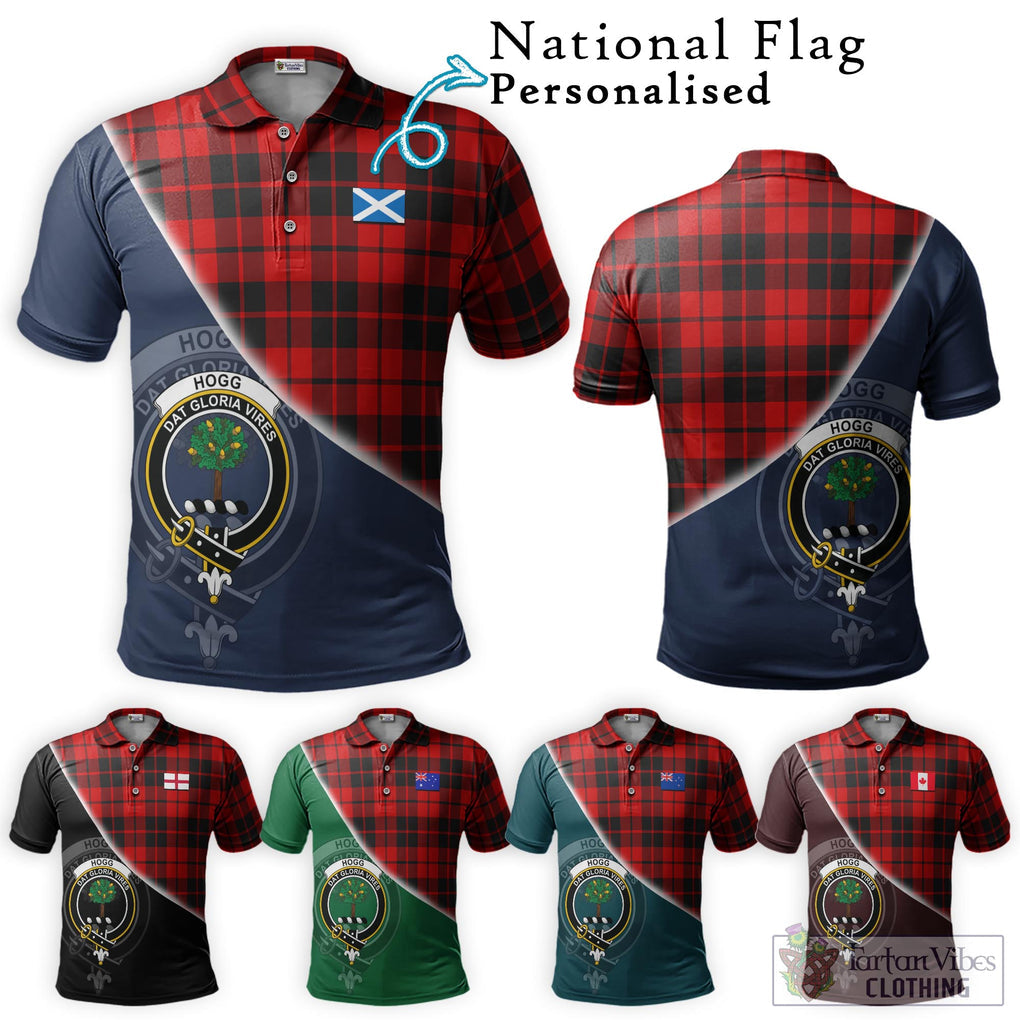 Hogg Tartan Polo Shirt with Personalised National Flag and Family Crest Half Style Maroon - Tartanvibesclothing Shop