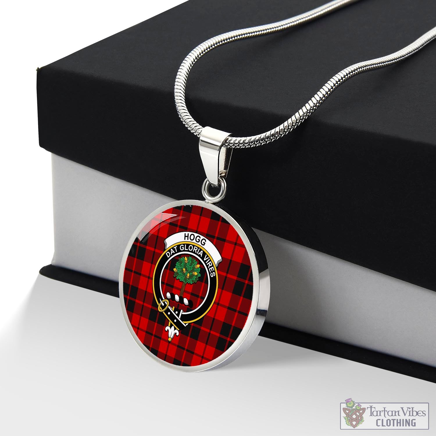 Tartan Vibes Clothing Hogg Tartan Circle Necklace with Family Crest