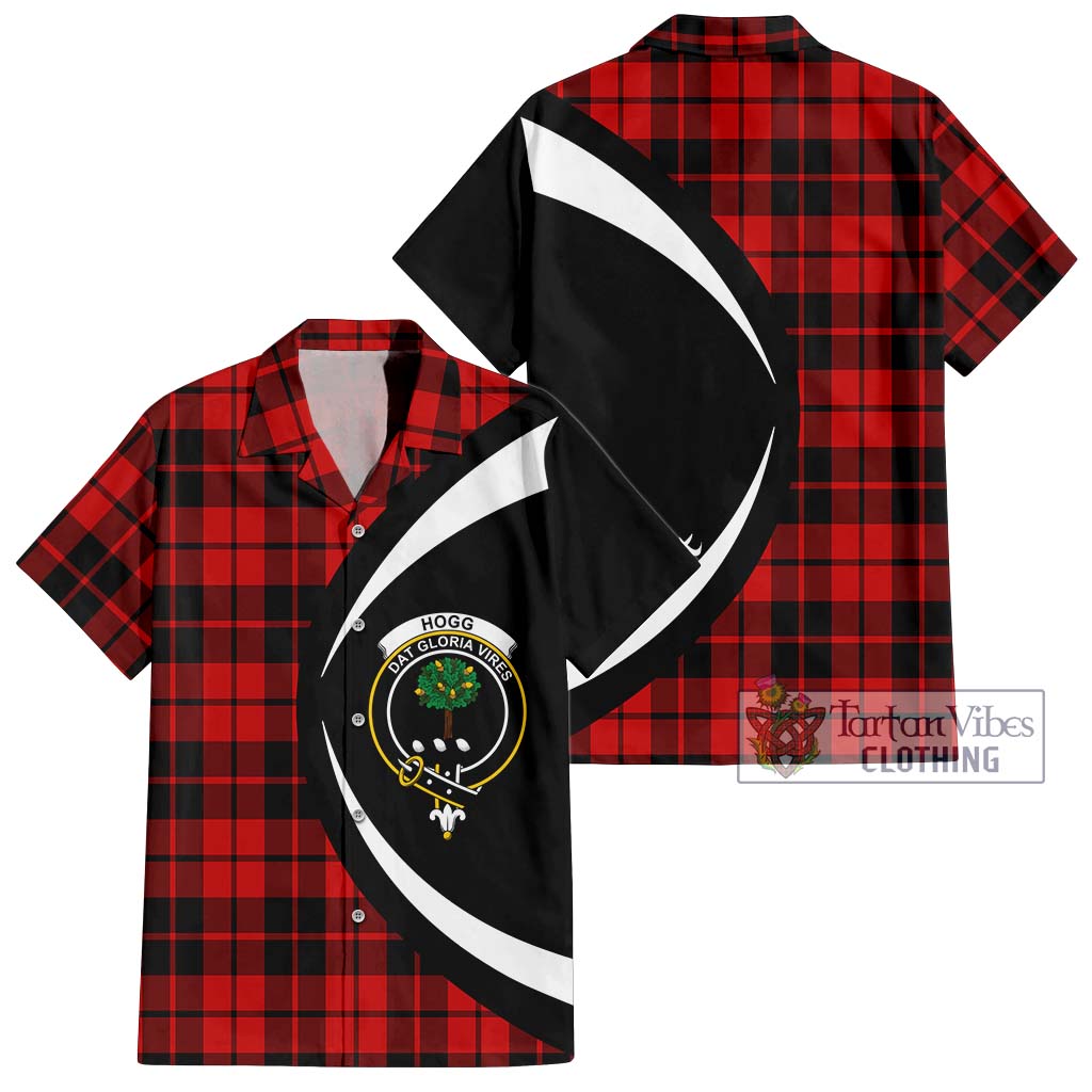 Hogg Tartan Short Sleeve Button Up with Family Crest Circle Style Kid - Tartan Vibes Clothing