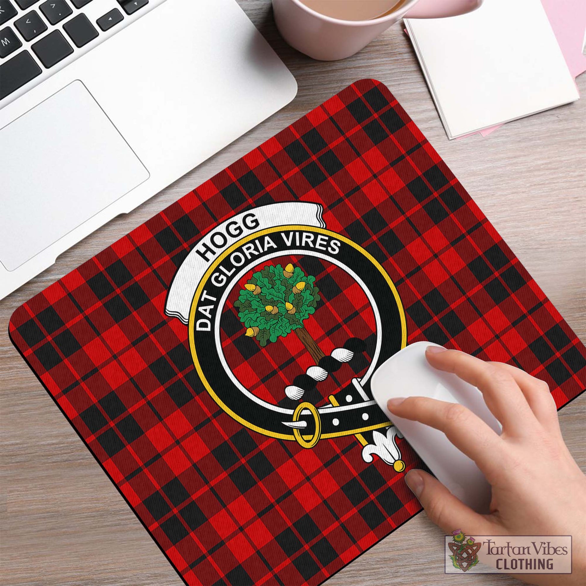 Tartan Vibes Clothing Hogg Tartan Mouse Pad with Family Crest