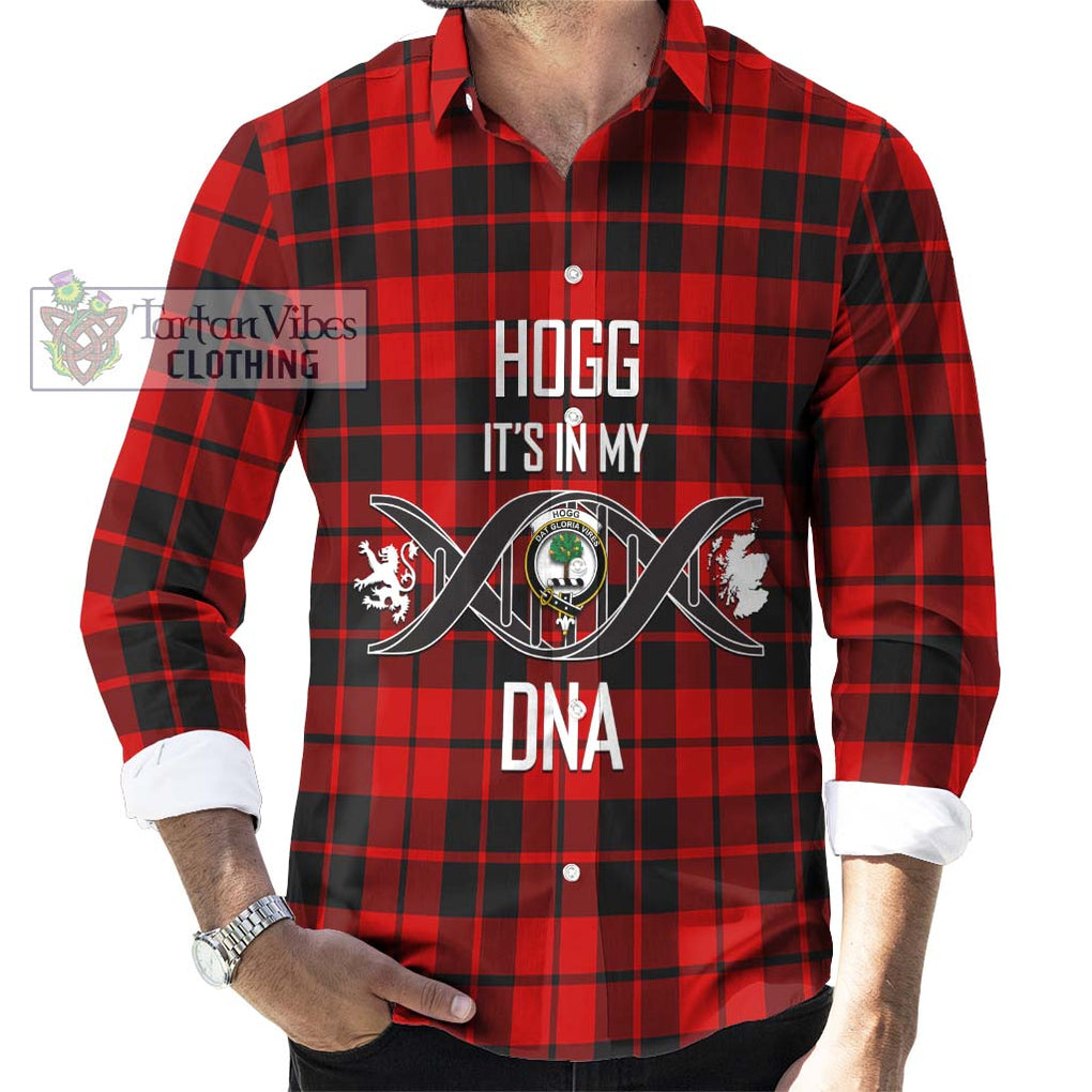 Hogg Tartan Long Sleeve Button Shirt with Family Crest DNA In Me Style Men's Shirt S - Tartanvibesclothing Shop