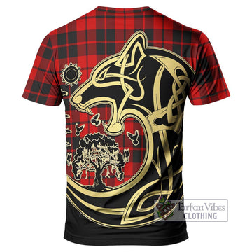 Hogg Tartan T-Shirt with Family Crest Celtic Wolf Style