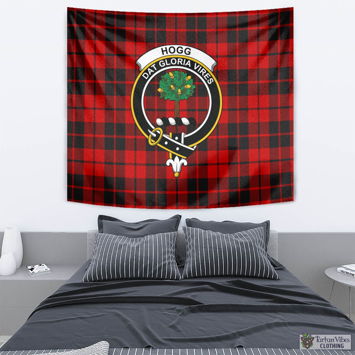 Tartan Vibes Clothing Hogg Tartan Tapestry Wall Hanging and Home Decor for Room with Family Crest