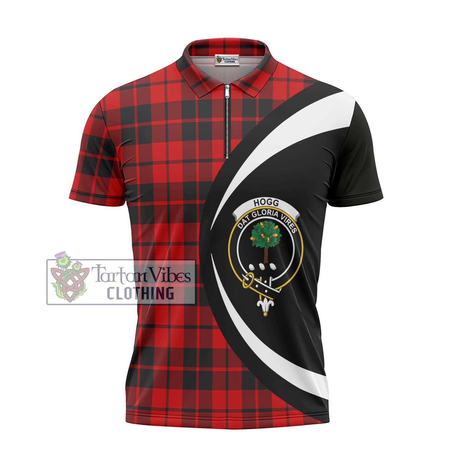 Tartan Vibes Clothing Hogg Tartan Zipper Polo Shirt with Family Crest Circle Style