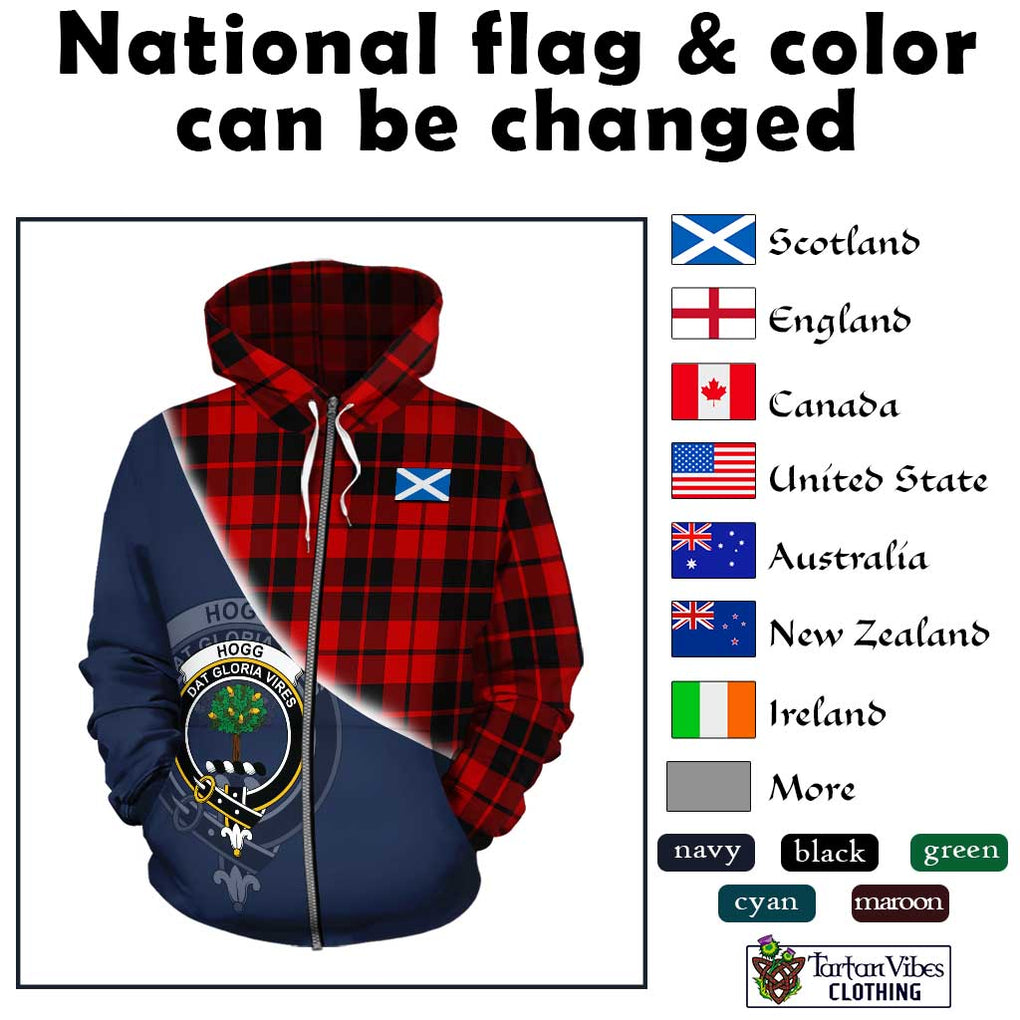 Hogg Tartan Hoodie with Personalised National Flag and Family Crest Half Style - Tartanvibesclothing Shop