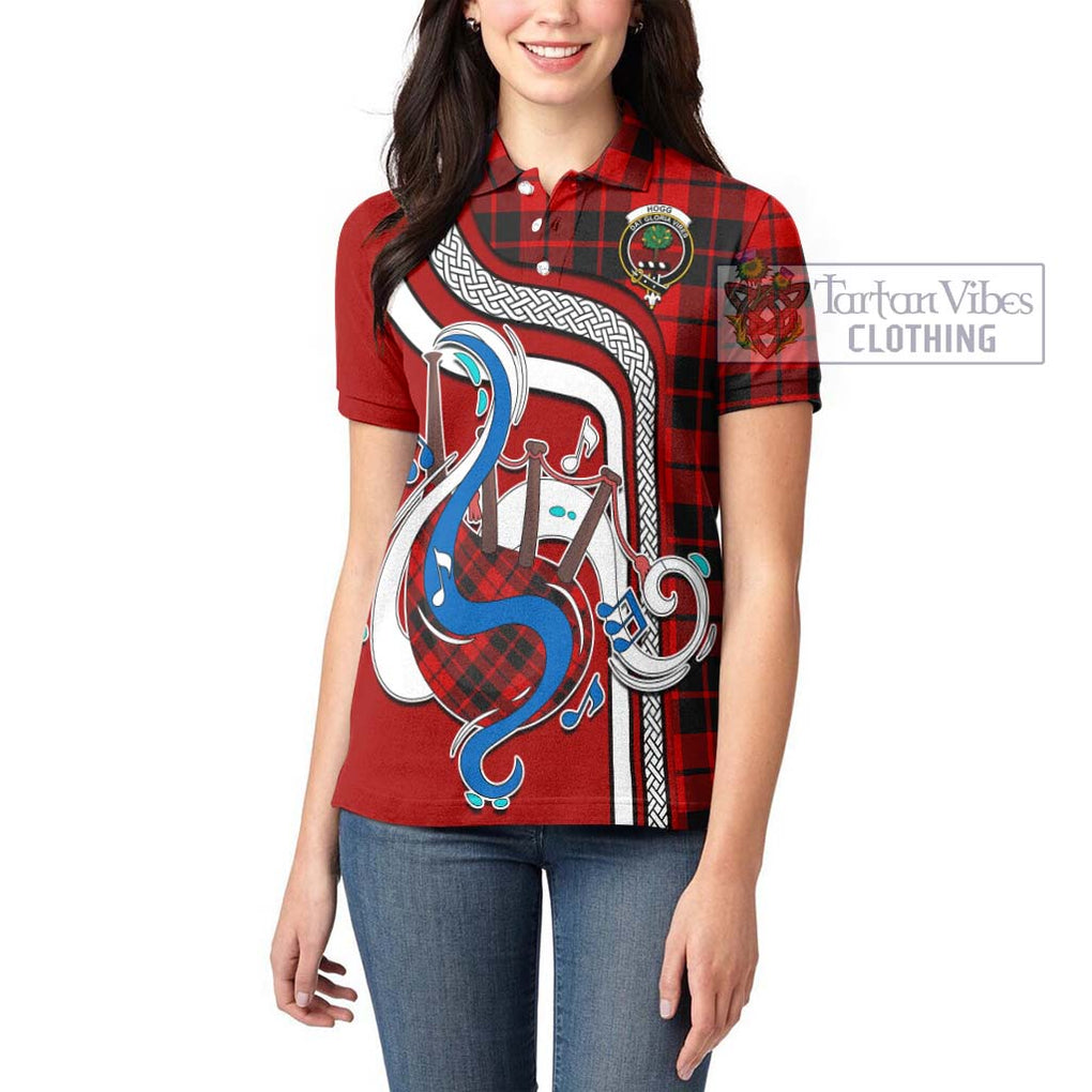 Hogg Tartan Women's Polo Shirt with Epic Bagpipe Style - Tartanvibesclothing Shop