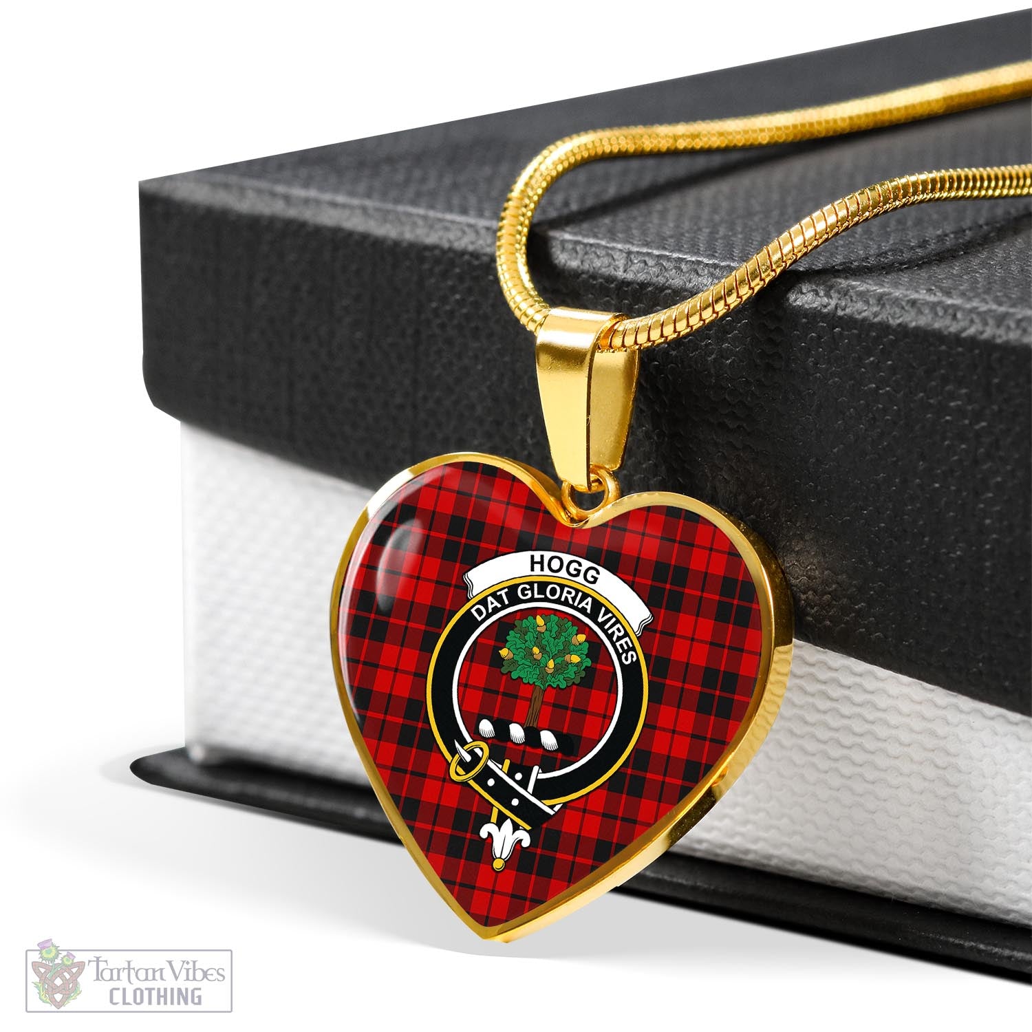 Tartan Vibes Clothing Hogg Tartan Heart Necklace with Family Crest