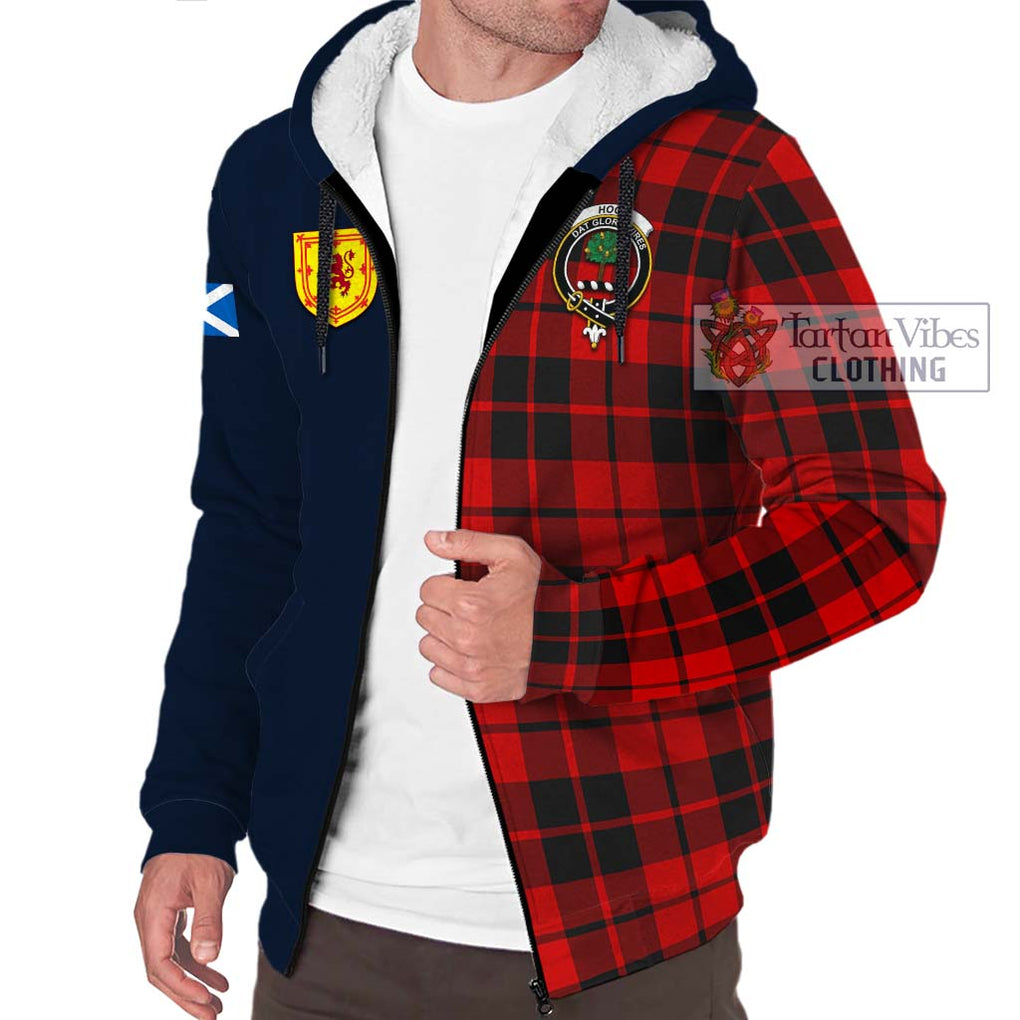 Tartan Vibes Clothing Hogg Tartan Sherpa Hoodie with Scottish Lion Royal Arm Half Style