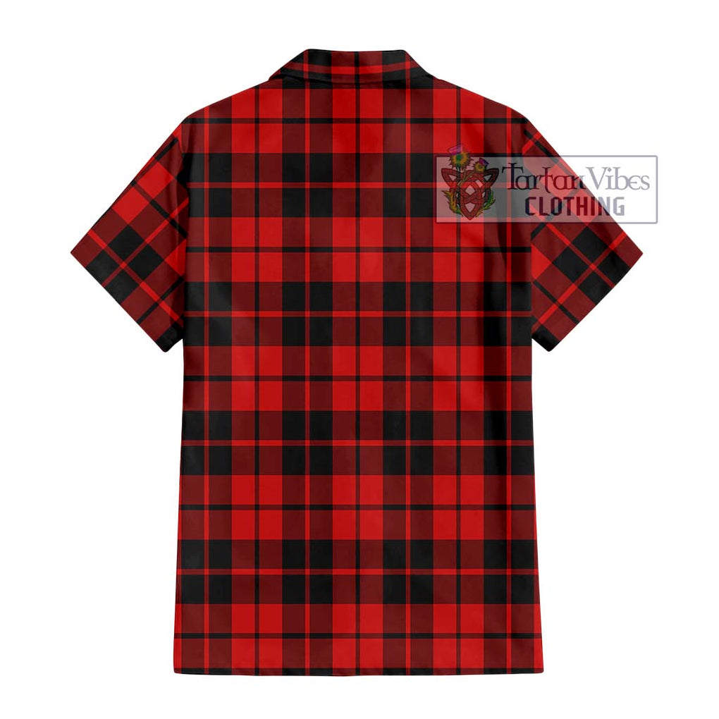 Hogg Tartan Short Sleeve Button Shirt with Family Crest DNA In Me Style - Tartanvibesclothing Shop