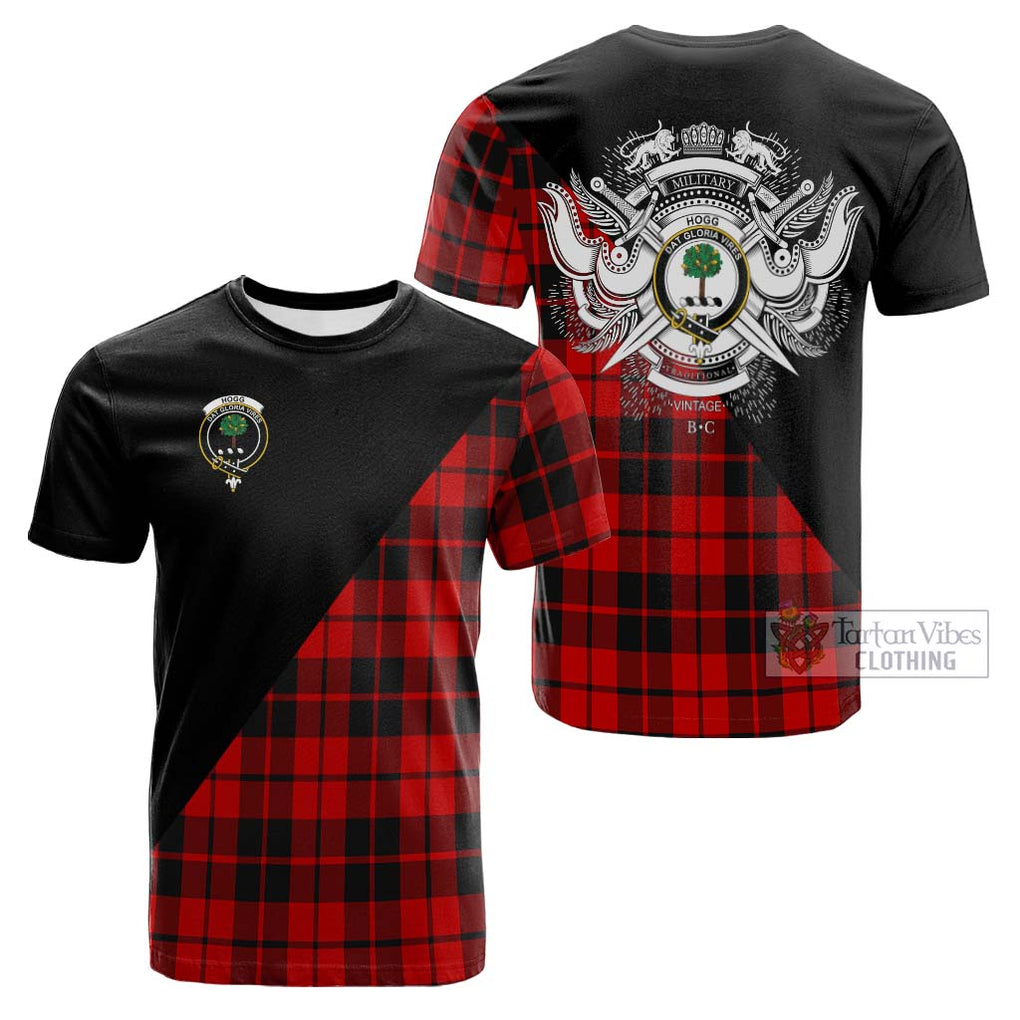 Tartan Vibes Clothing Hogg Tartan Cotton T-shirt with Family Crest and Military Logo Style