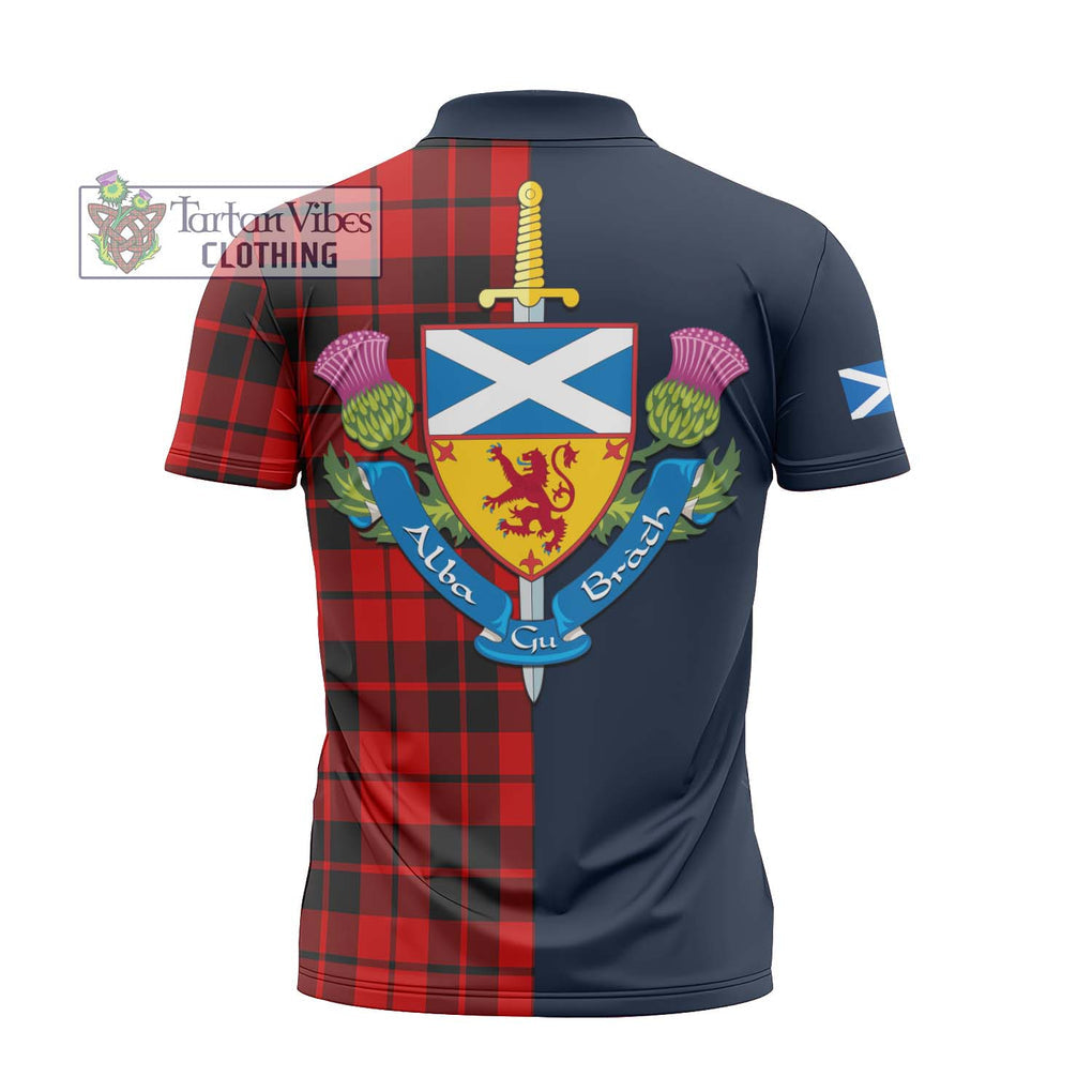 Tartan Vibes Clothing Hogg Tartan Zipper Polo Shirt with Scottish Lion Royal Arm Half Style