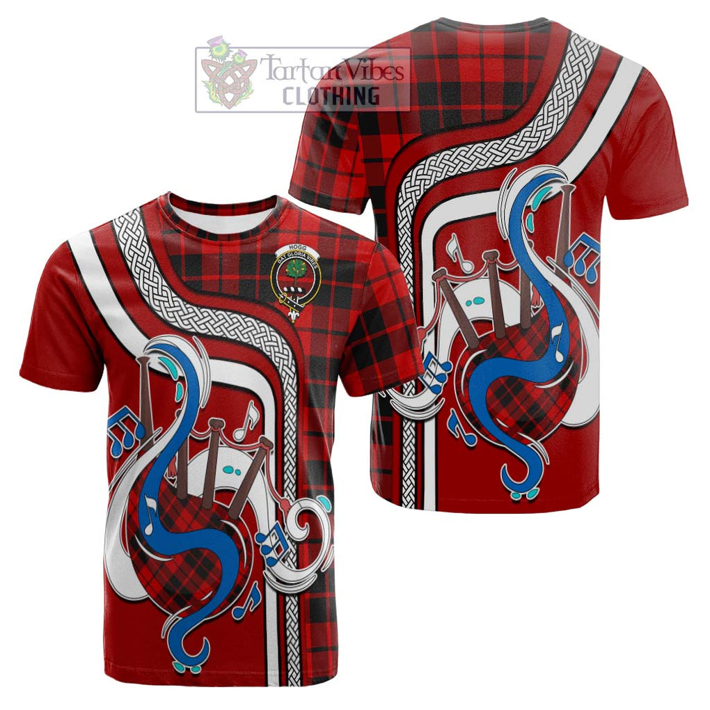 Tartan Vibes Clothing Hogg Tartan Cotton T-shirt with Epic Bagpipe Style