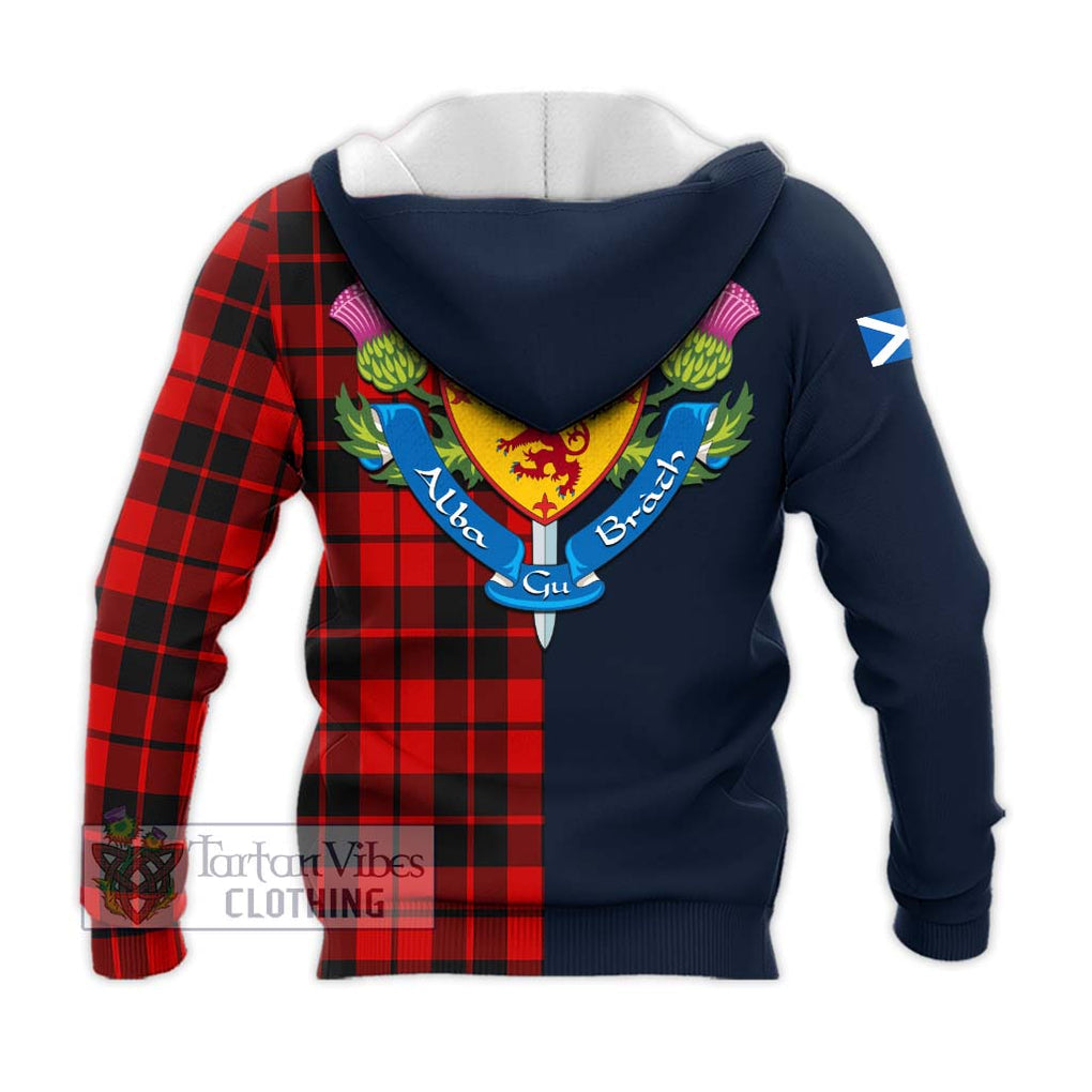 Tartan Vibes Clothing Hogg Tartan Knitted Hoodie with Scottish Lion Royal Arm Half Style