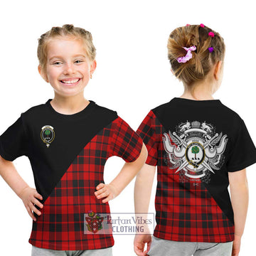 Hogg Tartan Kid T-Shirt with Family Crest and Military Logo Style