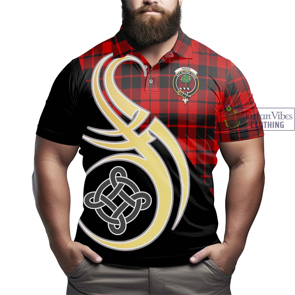 Tartan Vibes Clothing Hogg Tartan Polo Shirt with Family Crest and Celtic Symbol Style