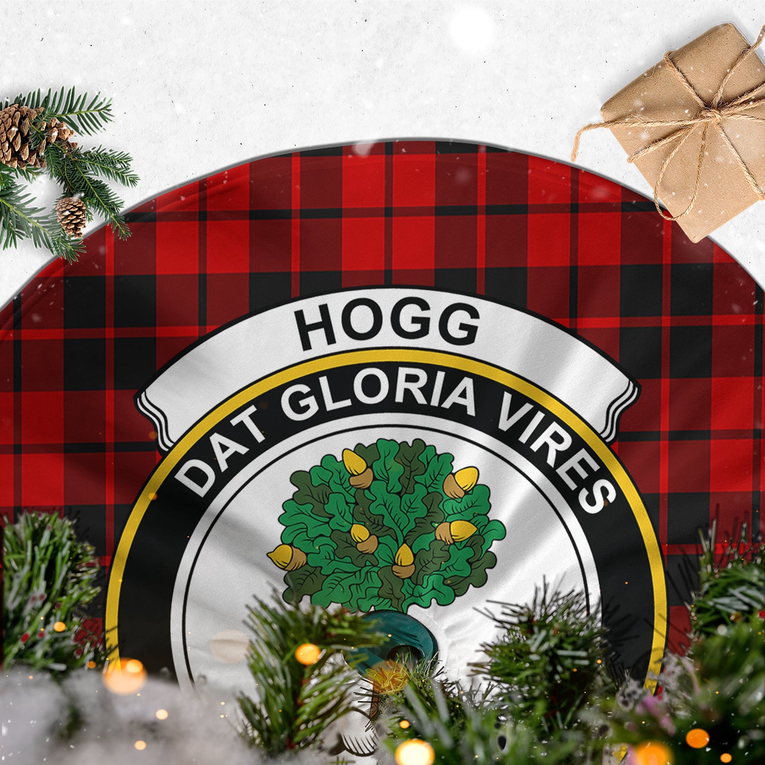 Hogg Tartan Christmas Tree Skirt with Family Crest - Tartanvibesclothing