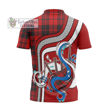 Hogg Tartan Zipper Polo Shirt with Epic Bagpipe Style