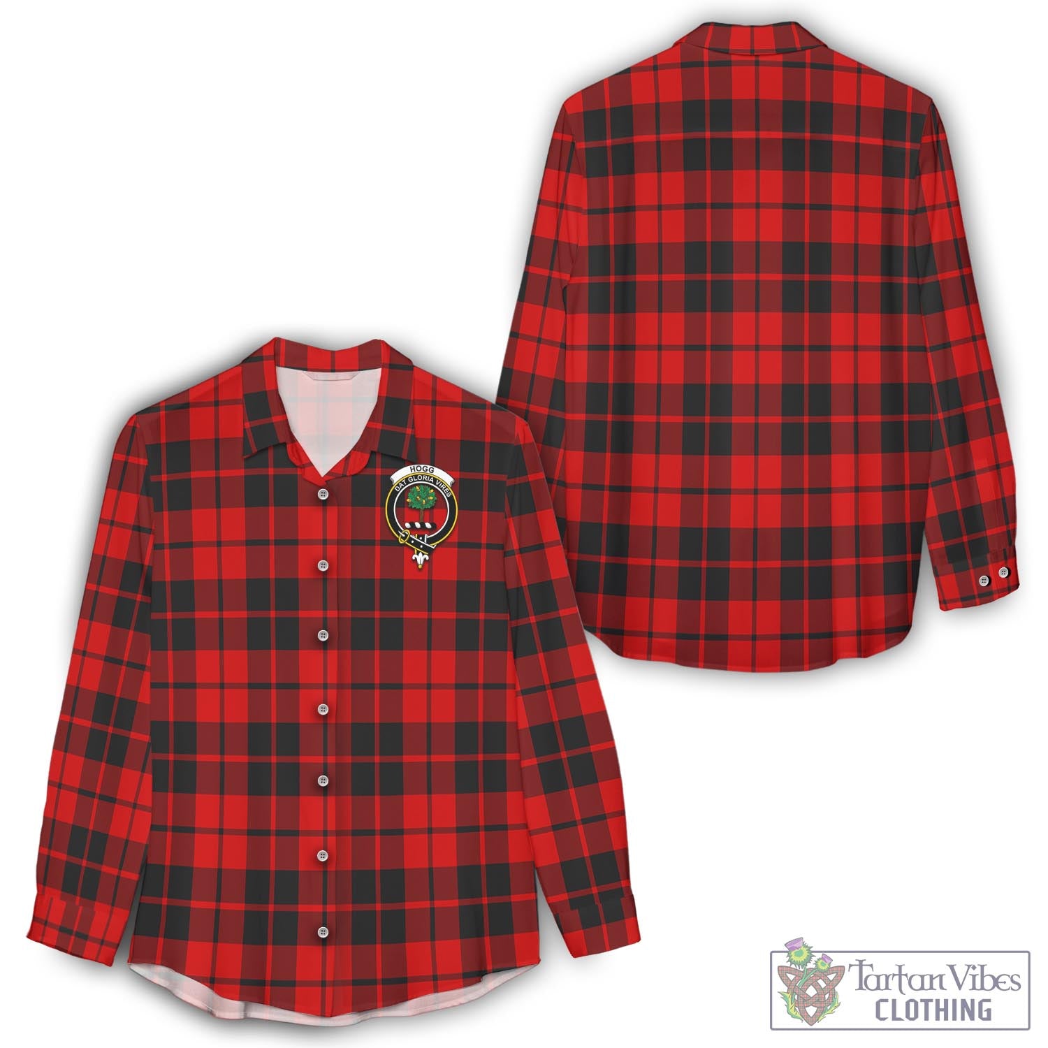 Tartan Vibes Clothing Hogg Tartan Womens Casual Shirt with Family Crest