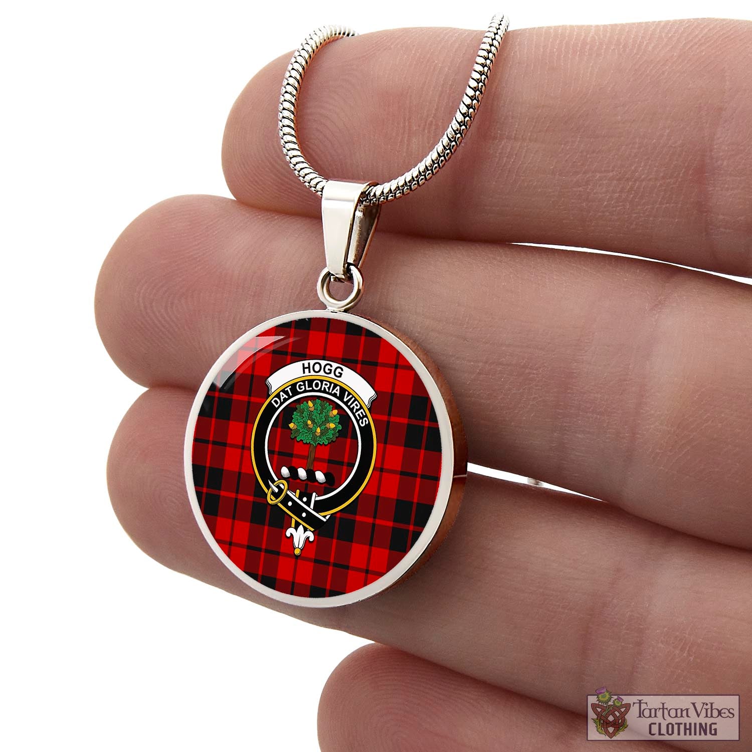 Tartan Vibes Clothing Hogg Tartan Circle Necklace with Family Crest