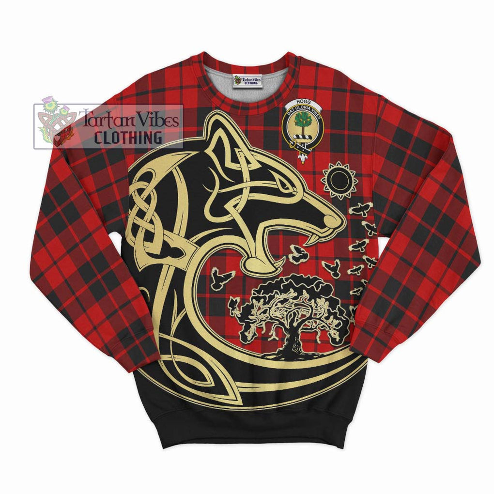 Hogg Tartan Sweatshirt with Family Crest Celtic Wolf Style - Tartan Vibes Clothing