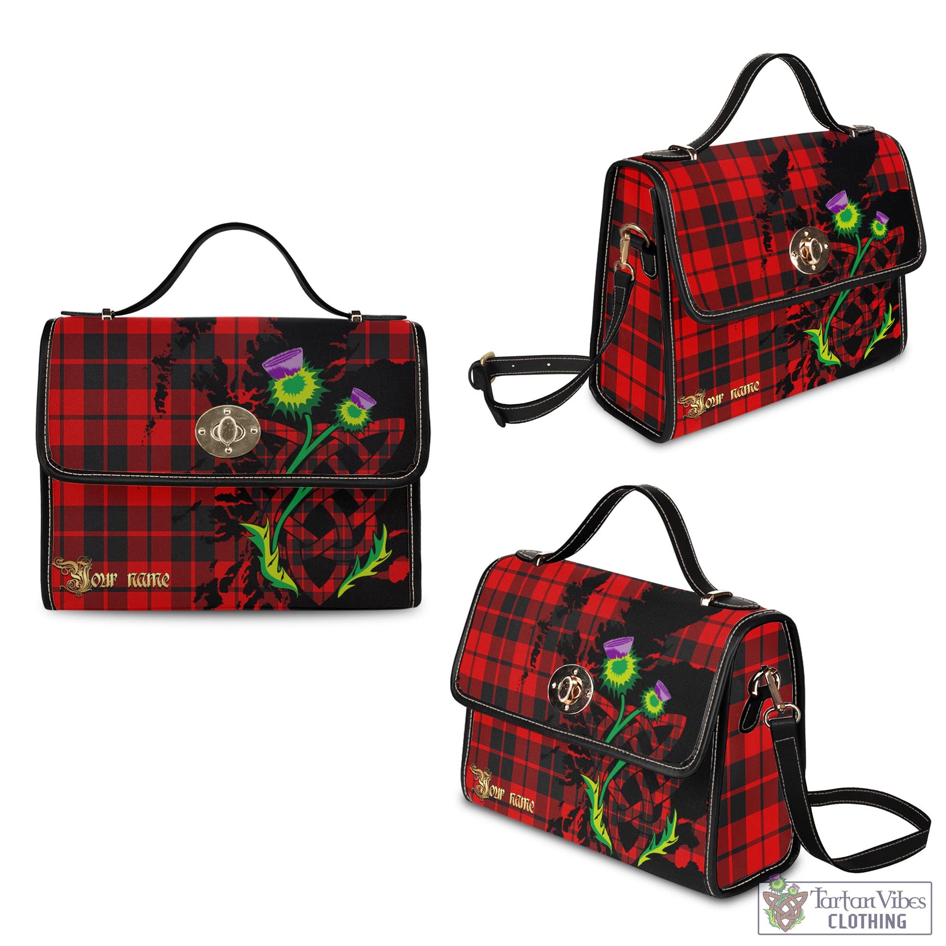 Tartan Vibes Clothing Hogg Tartan Waterproof Canvas Bag with Scotland Map and Thistle Celtic Accents