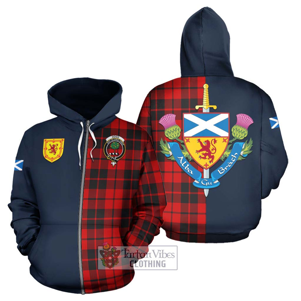 Tartan Vibes Clothing Hogg Tartan Hoodie with Scottish Lion Royal Arm Half Style