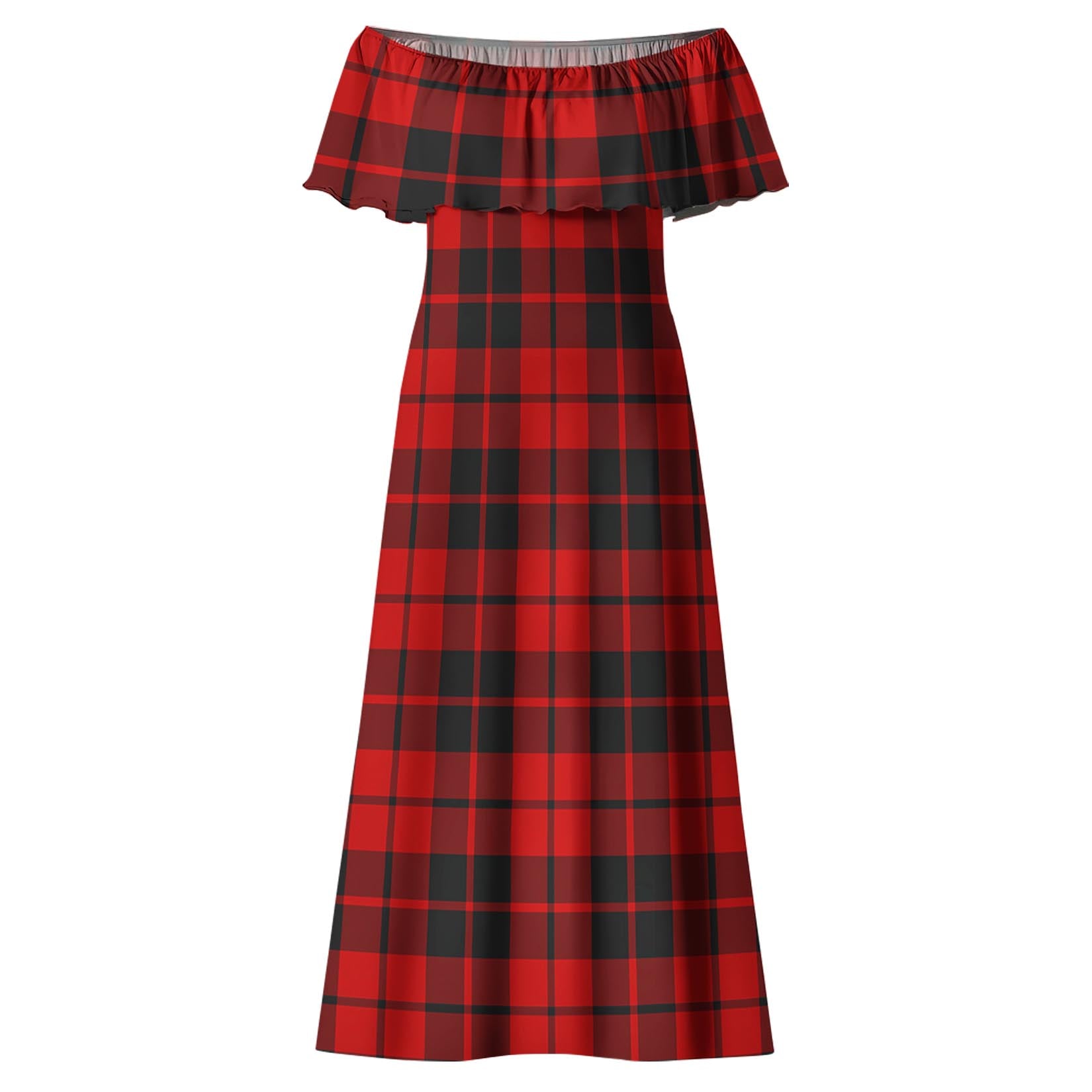 Hogg Tartan Off Shoulder Long Dress - Tartanvibesclothing