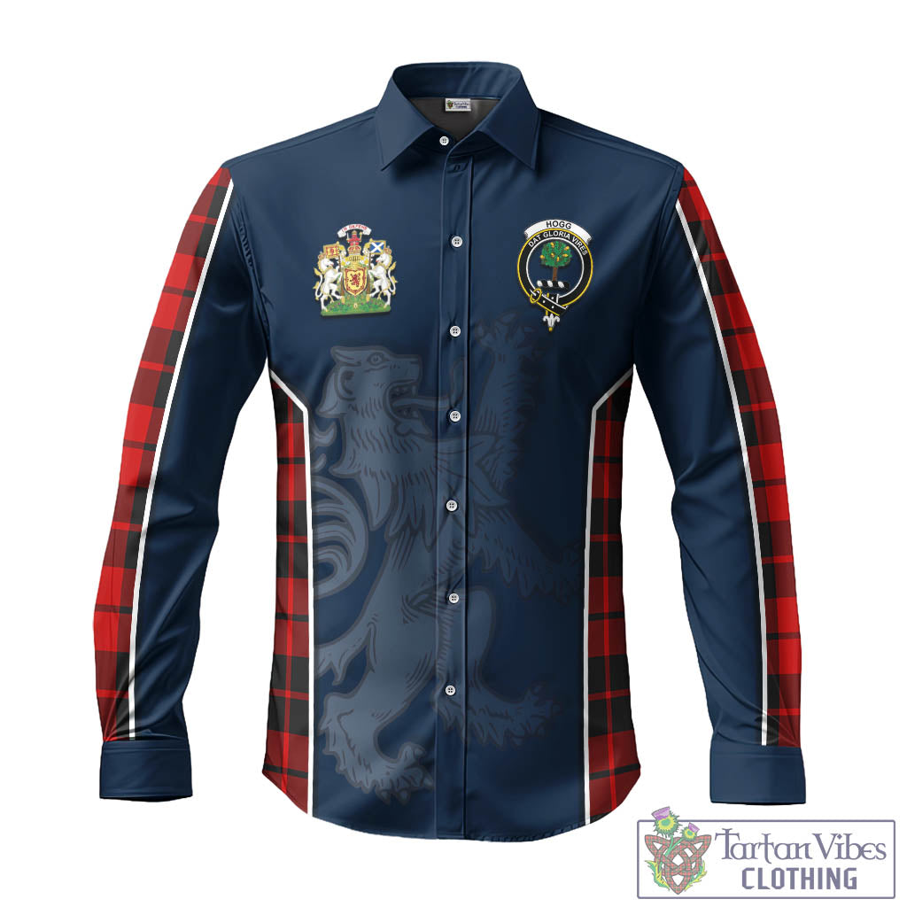 Tartan Vibes Clothing Hogg Tartan Long Sleeve Button Up Shirt with Family Crest and Lion Rampant Vibes Sport Style