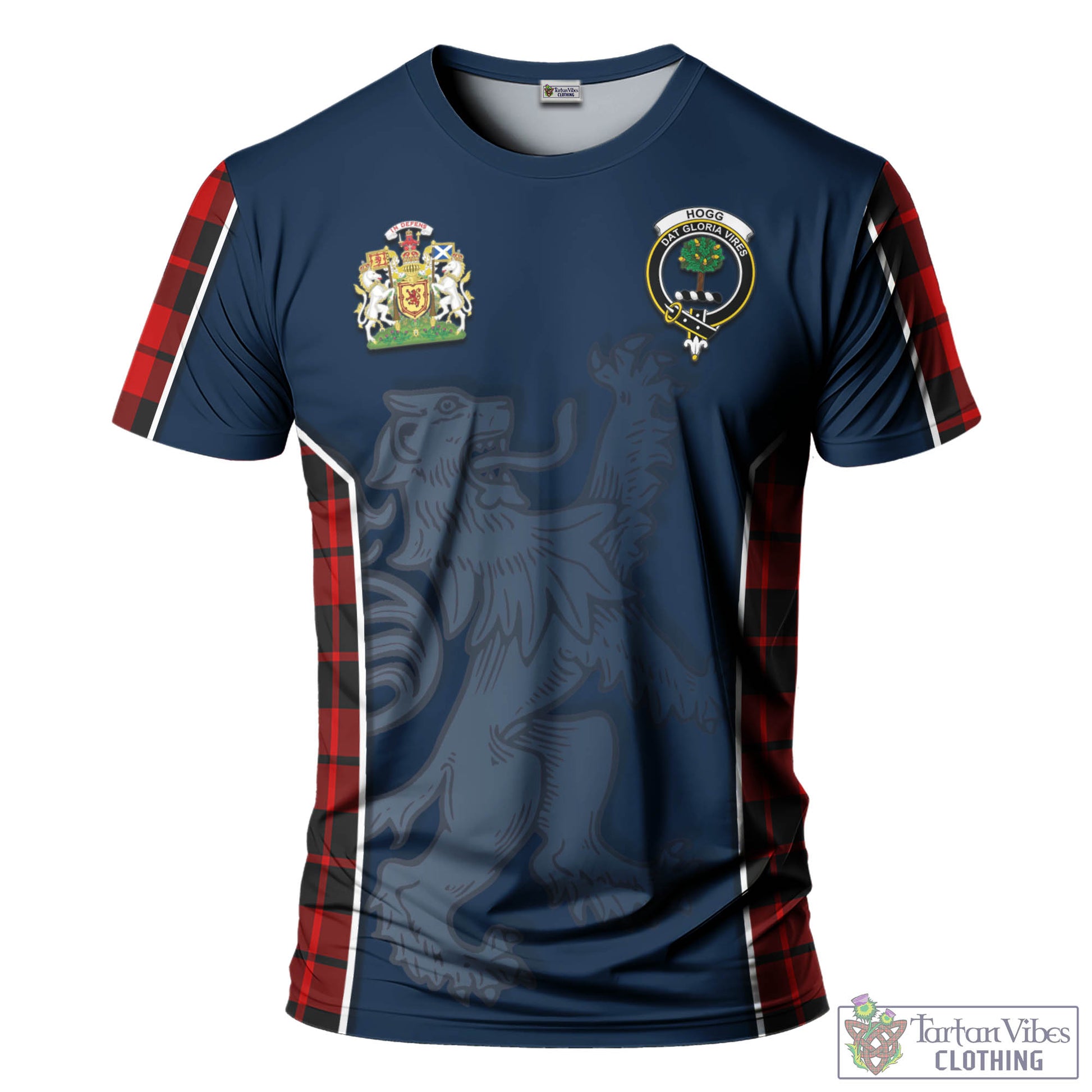 Tartan Vibes Clothing Hogg Tartan T-Shirt with Family Crest and Lion Rampant Vibes Sport Style