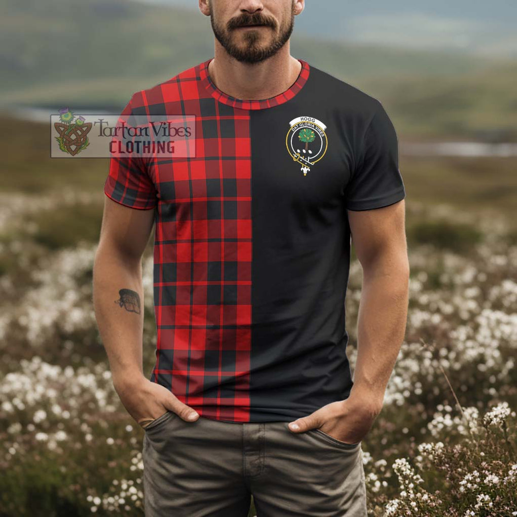 Hogg Tartan T-Shirt with Family Crest and Half Of Me Style - Tartanvibesclothing Shop