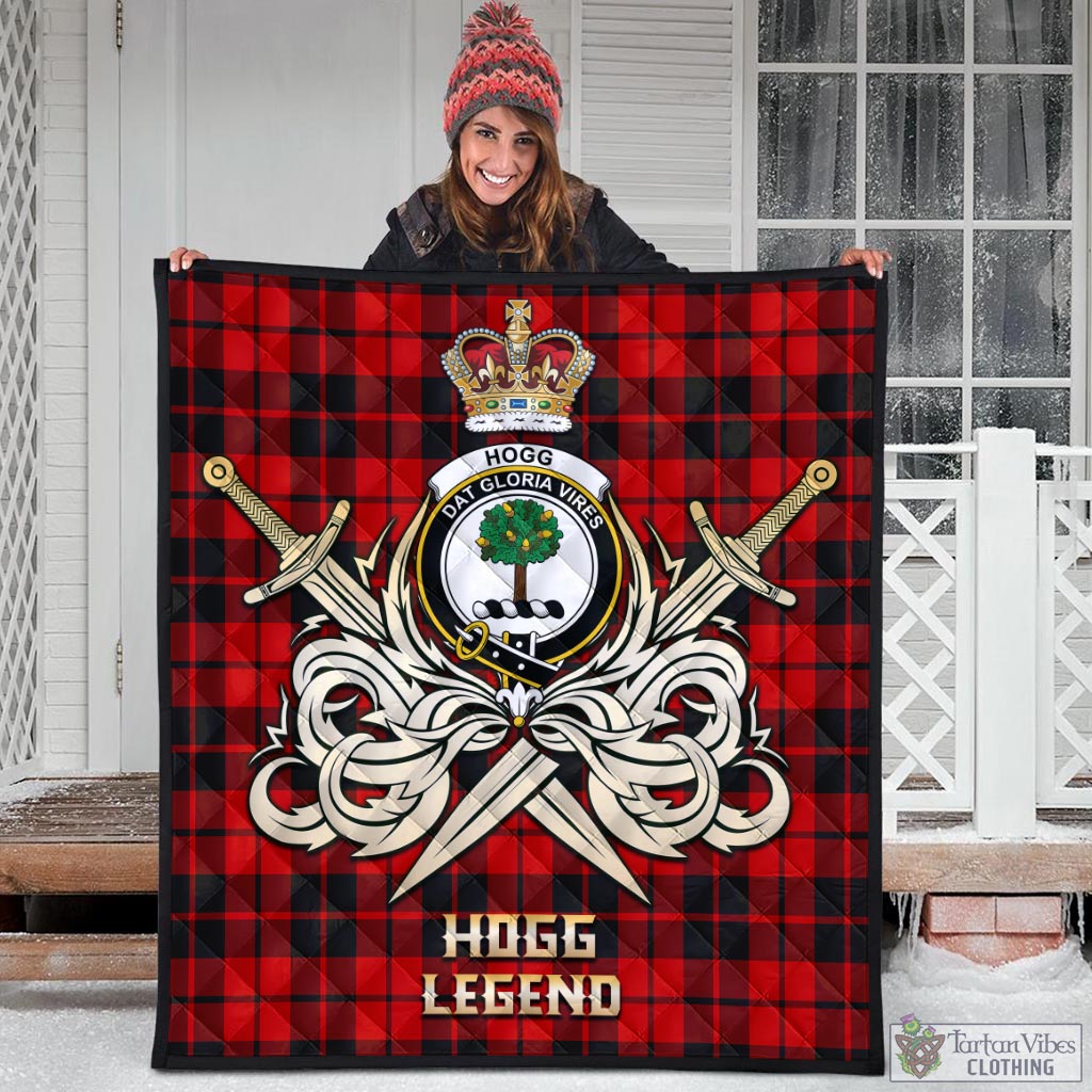 Tartan Vibes Clothing Hogg Tartan Quilt with Clan Crest and the Golden Sword of Courageous Legacy