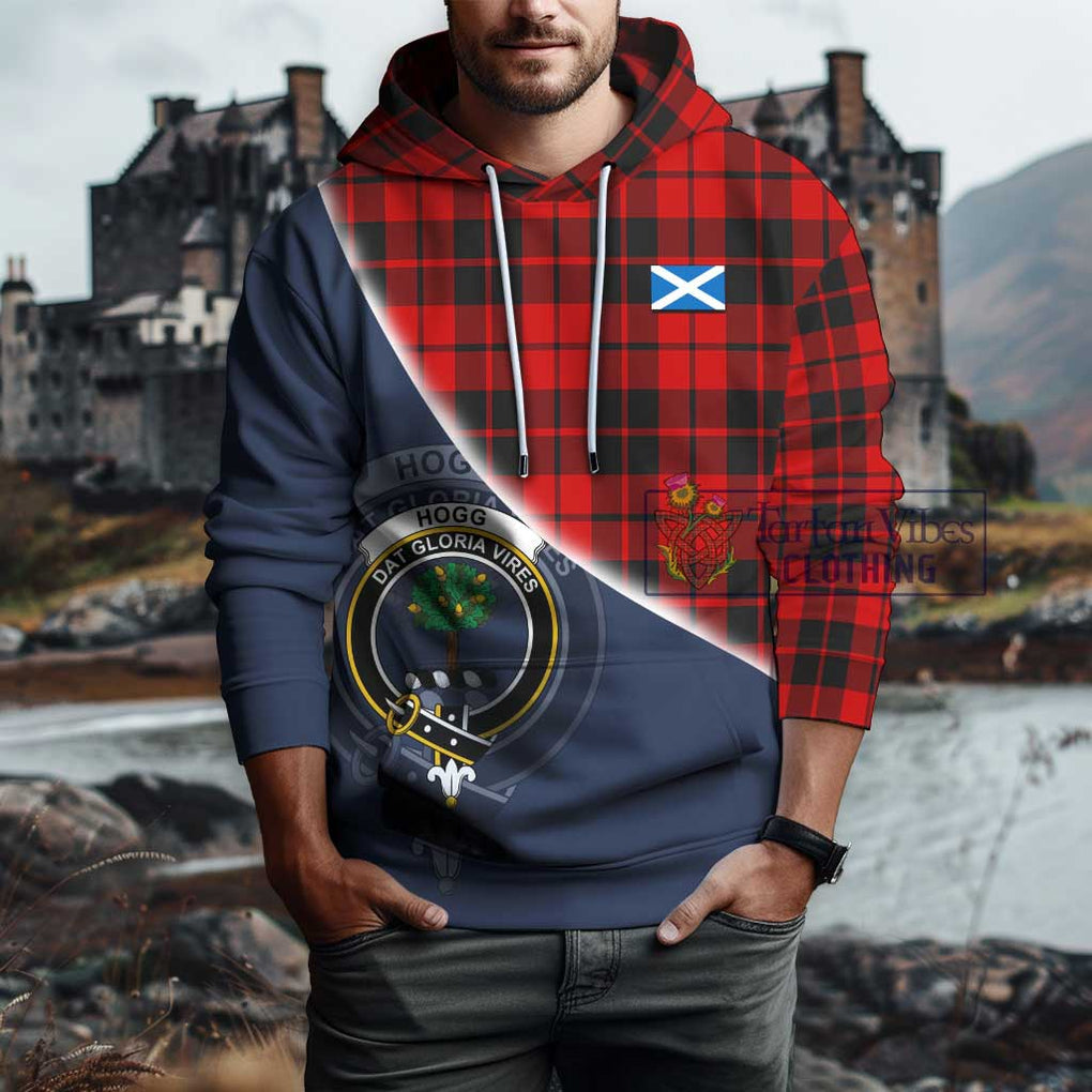 Hogg Tartan Hoodie with Personalised National Flag and Family Crest Half Style - Tartanvibesclothing Shop