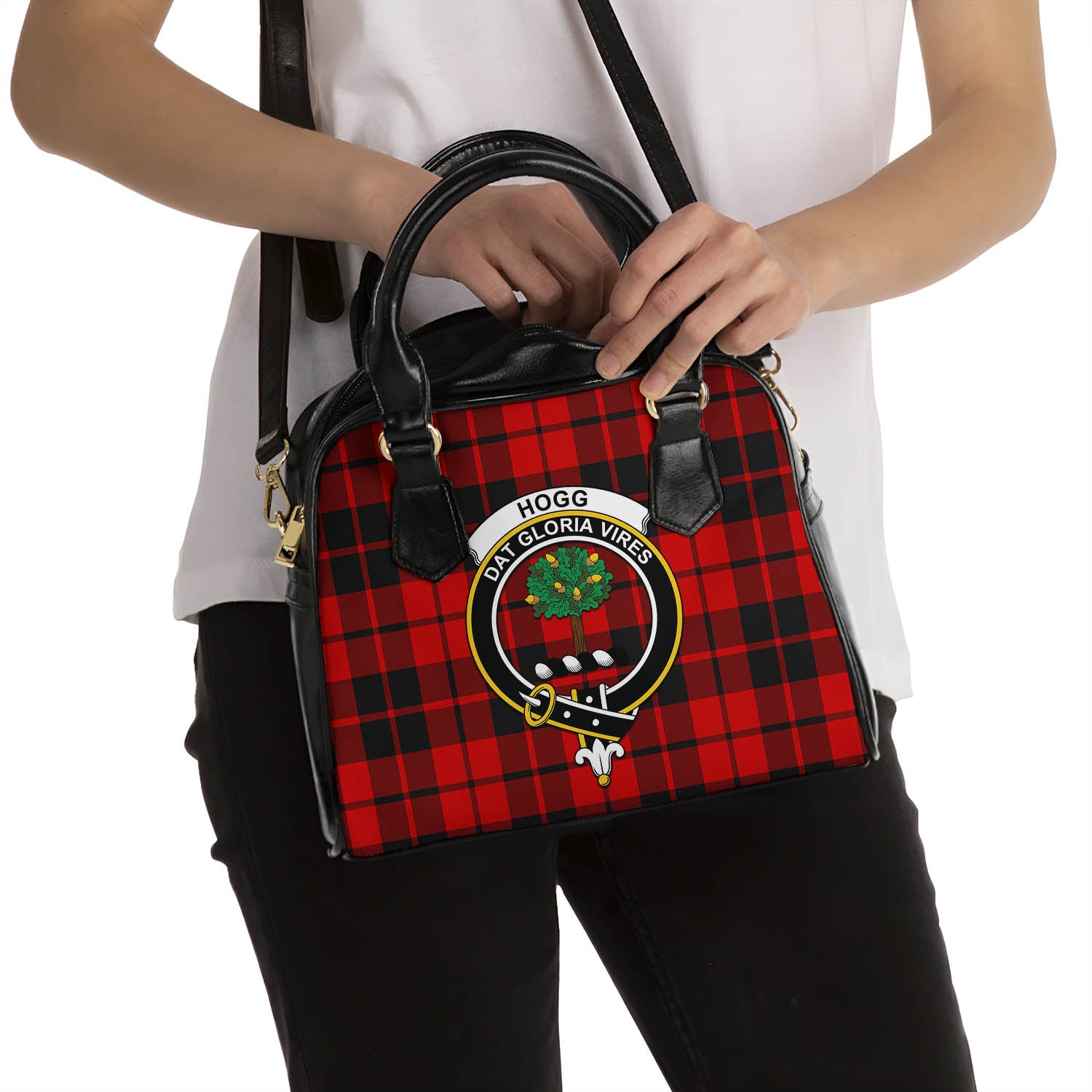 Hogg Tartan Shoulder Handbags with Family Crest - Tartanvibesclothing