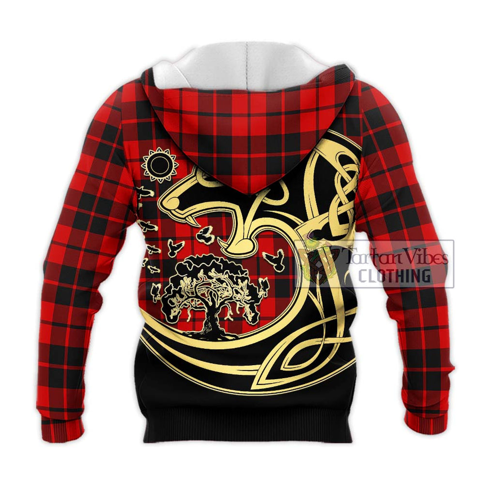 Hogg Tartan Knitted Hoodie with Family Crest Celtic Wolf Style - Tartan Vibes Clothing