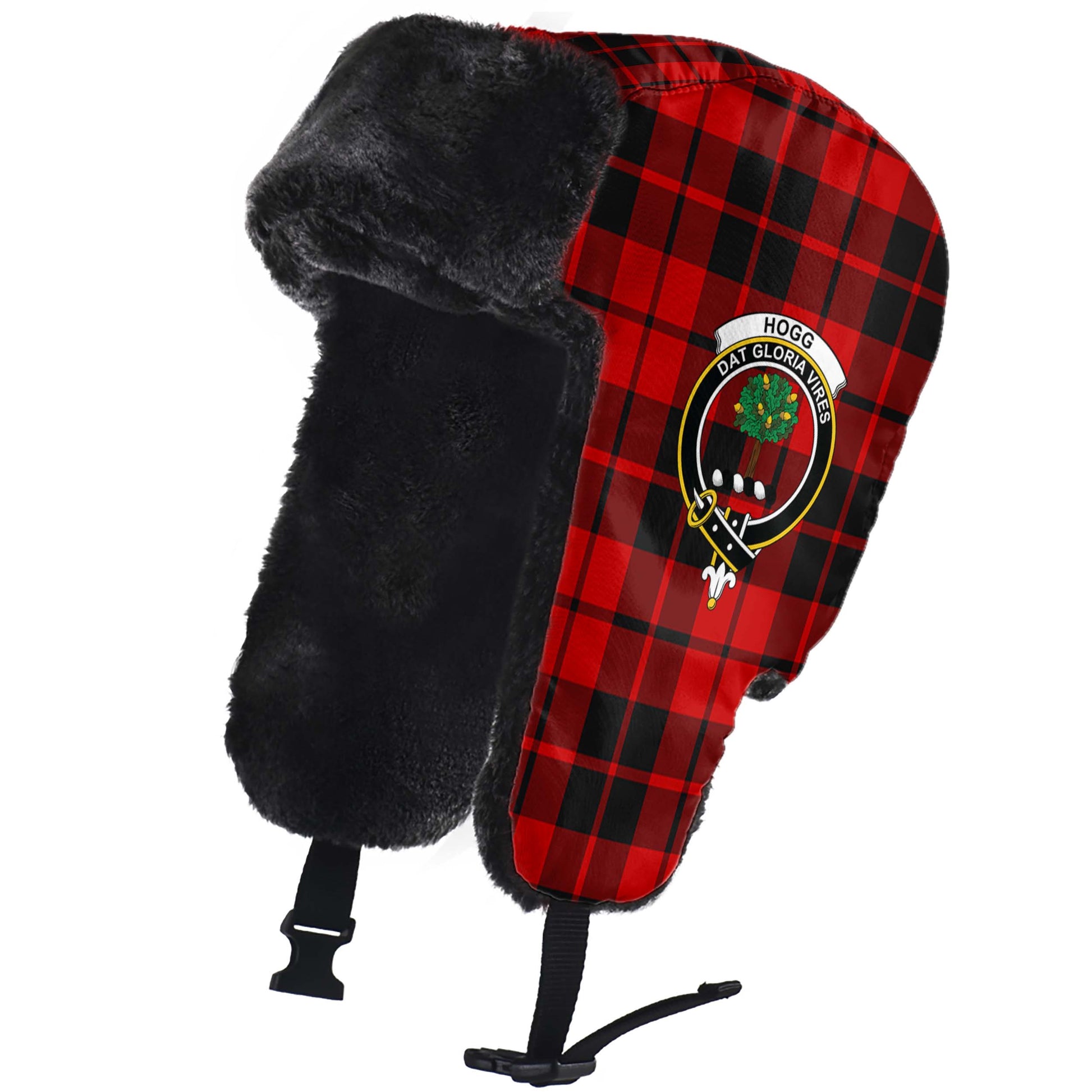 Hogg Tartan Winter Trapper Hat with Family Crest - Tartanvibesclothing